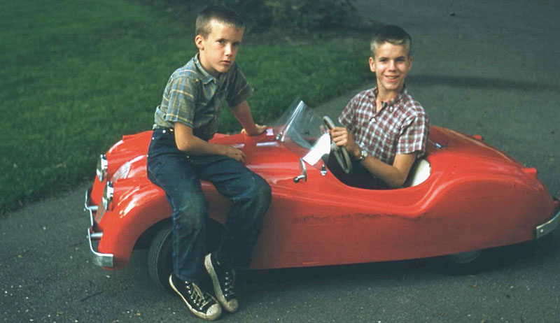 Hal and Clarck Chaffee with the American Junior Jaguar XKE 120 in 1957