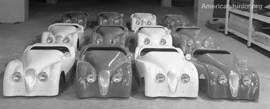 Fiberglass bodies in production for the A-J Jaguar XKE 120 car